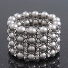 Wide Matt Silver Bead/Crystal