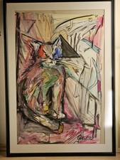 Bild Gemälde Aquarell Katze