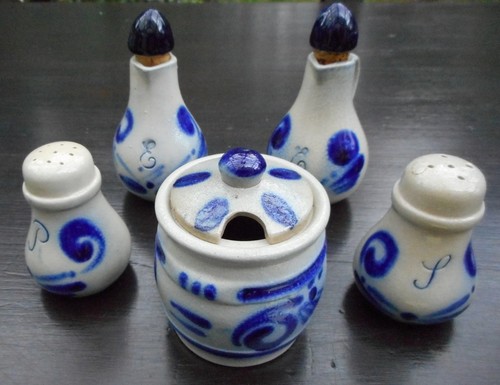 Konvolut steingut blau grau - steingut,