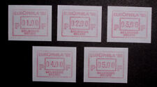 Belgie 1988: 5 FRAMA labels, SFS ATM, "EUROPHILA",Teilsatz 01.00-05.00, pfr MNH