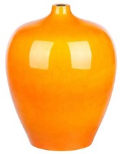 Runde Blumenvase Terrakotta handgefertigt orange 37 cm bauchig Modern Terrasa