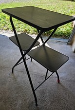 Projektionstisch Gestell Chrom Tischplatten Holzmaserung Farbe schwarz