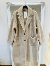 Italy Damen Mantel Plüsch Jacke 34-44 Beige