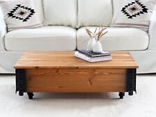 Couchtisch Truhe Wohnzimmertisch Sofatisch Holz massiv vintage shabby loft alt