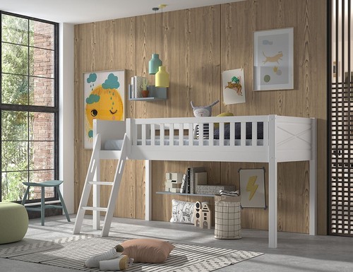 Halbhohes spielbett leiter - halbhohes,