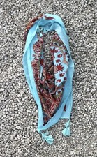 ✪Neuw. Boho Paisley Tuch Troddel hellblau türkis Ibiza Gipsy Ethno Lagenlook Goa