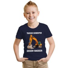 Kinder T-Shirt Tausche Schwester gegen Bagger 74- 128 Jungen Bruder geschenk