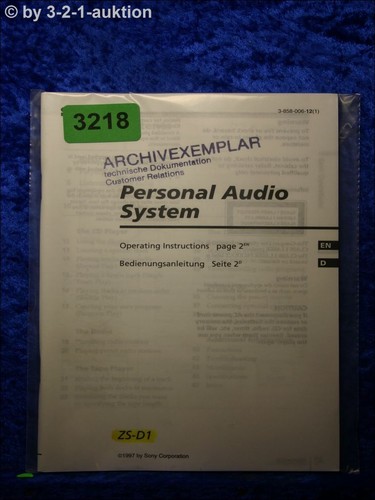 Sony bedienungsanleitung d1 - bedienungsanleitung,