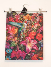 Umhängetasche Beuteltasche Einkaufsbeutel bunt Kolibri Canvas 66 x 34 cm Indien