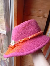 Gefilzter Hut Bayern Kunsthandwerk Handarbeit Pink Ungetragen Einzigartig!