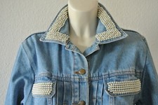 di bari Jeansjacke Vintage Used Gr. S  RAR mit Perlen ausgefallen Oversized