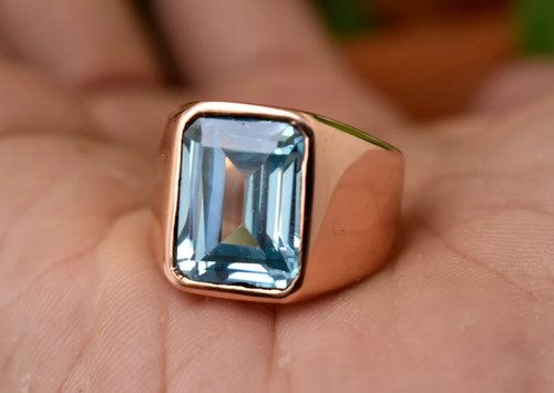 Aquamarin herrenring - aquamarin,