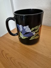 Vintage Arcoroc Luminarc  Tasse Floral Schwarz  1980er Jahre