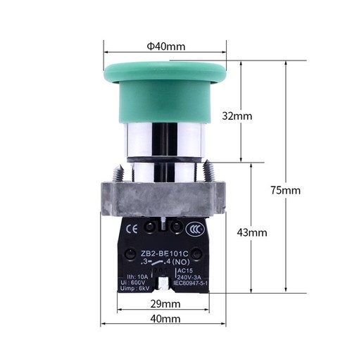 1no zb2be101c push button - 1no,