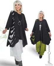 PoCo LAGENLOOK Tunika Long-Shirt Cut Outs 44 46 48 50 52 54 56 58 L-XL-XXL-XXXL