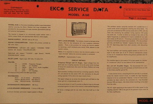 Ekco modell a160 - modell,