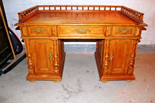 Original Antiker Schreibtisch, Gründerzeit, ca. 1890, Weichholz, zerlegbar