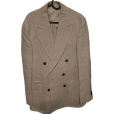 Spier & Mackay Sakko Doppelreiher Zweireiher Creme Leinen 40 Herren 52