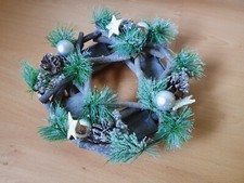 Künstlicher Adventskranz für Teelichter Adventsgesteck Tisch Deko Weihnachten
