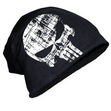 LONG BEANIE Mütze Totenkopf Rap Hip Hop Biker MC Oldschool Streetwear Tattoo INK