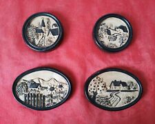 Gipsbilder Wandbilder mit Landschaftsmotiven Reliefplastik 4er Set Gips Relief