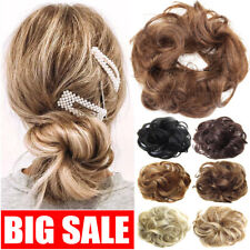 Haarknoten 100% REMY ECHTHAAR Dutt Zopf Gummiband Gewellt Scrunchie Haarteil Bun