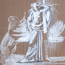 Wilhelm Wohlgemuth Frauenakt stehend unsigniert Orig Aquarell Bleistift 20 Jhd