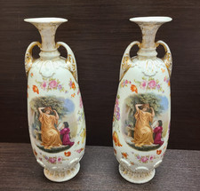 Antikes Paar Doppelhenkel Von Schierholz Vasen 33cm Germany aus dem 19. Jahrhundert