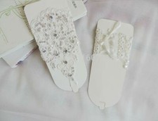 Brauthandschuhe Gloves Spitze Wedding bestickt Strass zum Binden fingerlos weiss