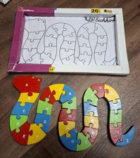 Eichhorn 3641 - bunte Holz Puzzle Schlange ABC + Zahlen 26 Teile 