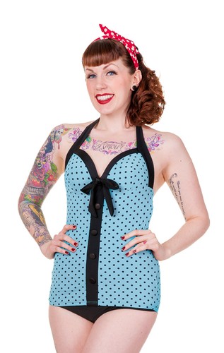 Banned dusty blue polka - banned,