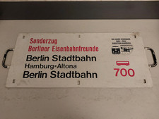 Zuglaufschild - Sonderzug BERLIN Stadtbahn - Hamburg ; METALL