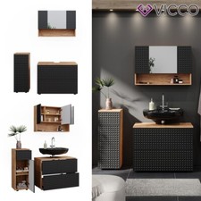 Badmöbel-Set Irma Eiche Anthrazit 3-teilig Midischrank 81 cm Vicco