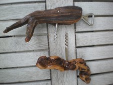 2 Wurzelholz Flaschenöffner Korkenzieher aus Natur / Rebholz unikat