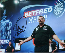 DARTS: JAMES WADE 'THE MACHINE' SIGNED 10x8 CELEBRATION PHOTO+COA **PROOF**