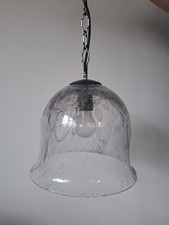 Große schöne Decken-Lampe aus Glas in Glockenform  Vintage * Glaskunst 32x26cm