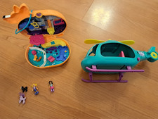 Poly Pocket Paket aus Hubschrauber und Hundesalon. Top Zustand