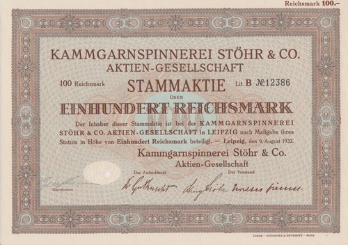 Kammgarnspinnerei stöhr co - stöhr, &