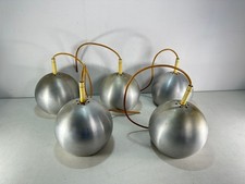 5x Kugellampe Hängeleuchte Aluminium 70er silber E27