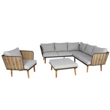 B-Ware Gartengarnitur MCW-L31, Garnitur Lounge-Set Poly-Rattan, hellgrau