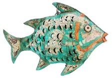 Metallfigur Fisch in grün als