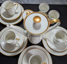 Scherzer Kaffeeservice 6 Personen weiß Goldrand, N 1745