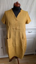 Leinenkleid von NATURE - Gr. 40 - dunkelgelb - Ballonrock - kurze Ärmel