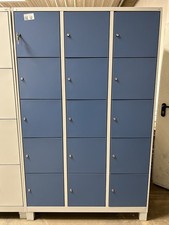 C+P Schließfachschrank Locker 15 abschließbare Fächer blau grau