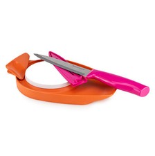 Tupperware Mamsell Schneidbrett orange weiß + Messer  Universalmesser Beere