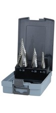 RUKO Stufenbohrersatz Ø 4-12/4-20/4-30 mm HSS-Co5 spiralgenutet 3 teilig Kuns...
