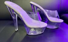 Sexy Gogo Plateau High Heels Glas Look Pantoletten von Pleaser Transparent Gr 38