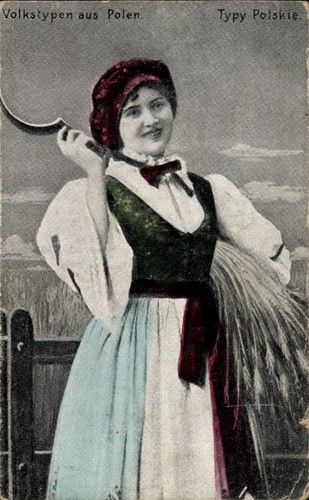 Frau polnischer tracht - ak,