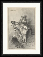 Auf die Mensur Schwerter Kampf Helm Engel Hermann Faksimile E 10593 Gerahmt