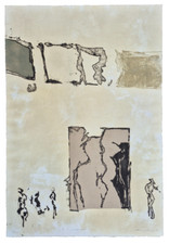 Werner Berges handsigniert ''Aussicht''. 1991. Farbradierung und Collage/Bütten